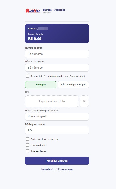 App do motorista de entrega